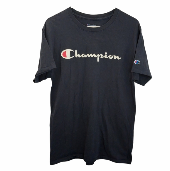 Champion Men's Size Medium Shirt Logo Short Sleeve Tee Blue Top - Picture 1 of 5